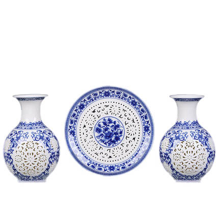 Compatible porcelain Jahrriesnge  for hollow  vase set 3 pcs cna0907 