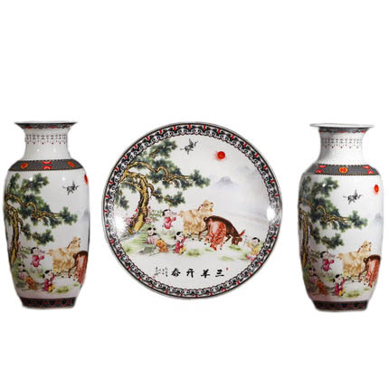 Compatible porcelain Jahrriesnge  for sheep vase set 3pcs cna1048 