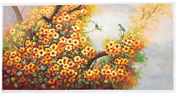 Compatible Oil Painting JAHRRIESNGE  for yellow-flower-lpg0393 