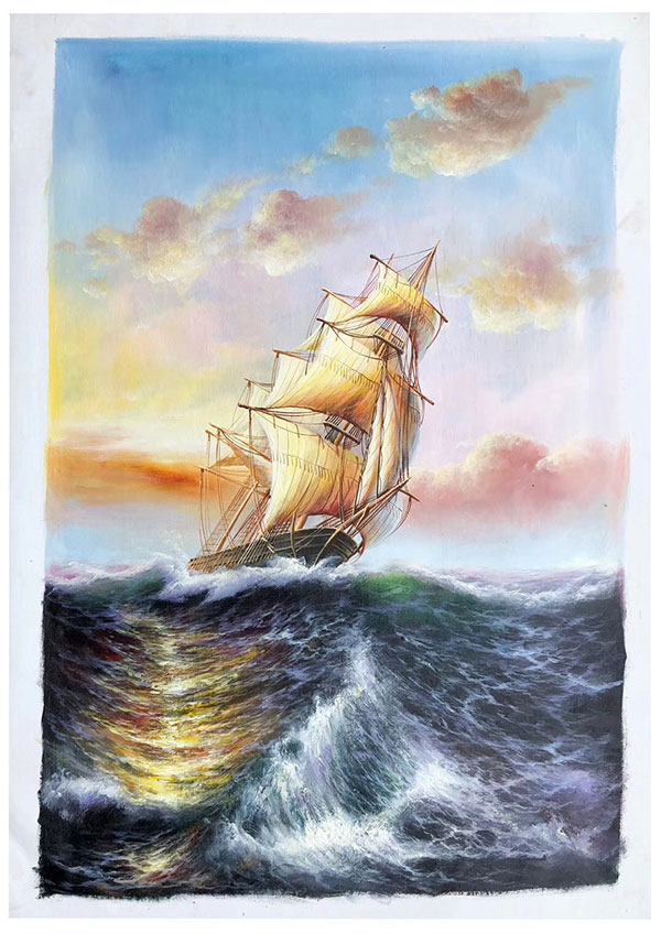 Compatible Oil Painting JAHRRIESNGE  for sailboat-lpg0607 